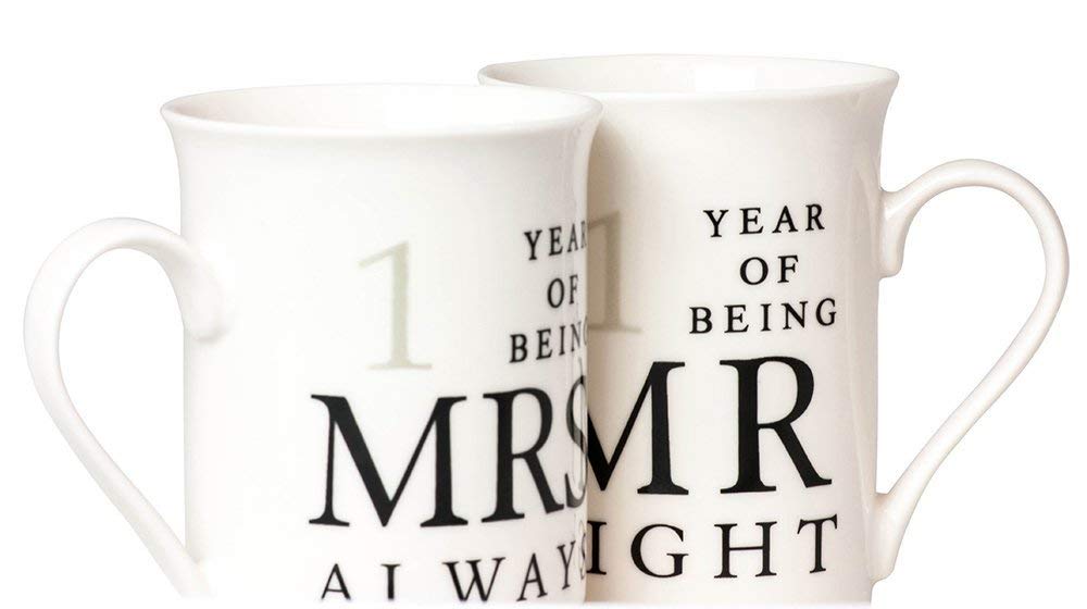 Haysoms Ivory 1st Anniversary Mr Right & Mrs Always Right Mug Gift Set