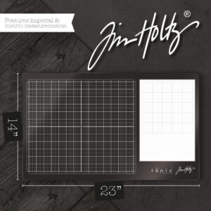 Tim Holtz Glass Cutting Mat - Large Work Surface with 12x14 Measuring Grid and Palette for Paint, Ink, and Mixed Media - Art and Craft Supplies