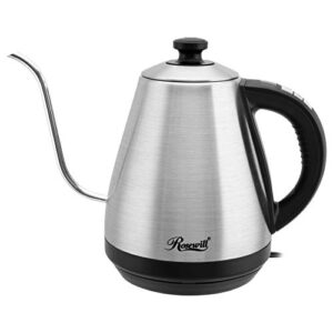 rosewill pour over gooseneck kettle for coffee and tea, temperature control with variable temperature settings, stainless steel, rhkt-17002