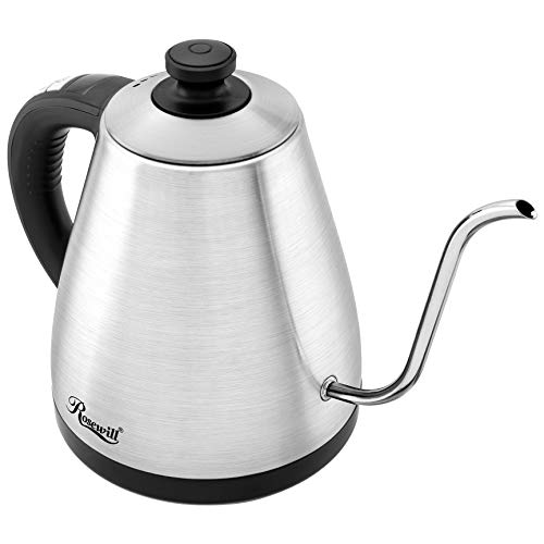 Rosewill Pour Over Gooseneck Kettle for Coffee and Tea, Temperature Control with Variable Temperature Settings, Stainless Steel, RHKT-17002