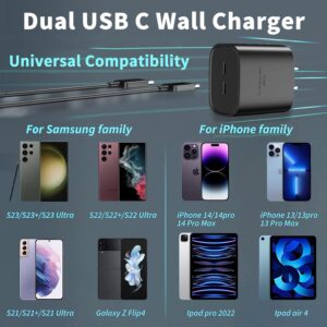 45W Samsung Dual Port USB C Fast Wall Charger with 5FT Type C Charging Cable,Surper Fast Charger Type C Charging Block for Samsung Galaxy S24 Ultra/S24/S24+/S23 Ultra/S23/S23+/S22 Ultra/S22/S22+/S21