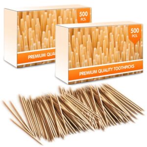1000 pieces premium bamboo wooden toothpicks - for personal hygiene, disposable appetizer skewers, cocktail sticks or arts & crafts - by mobi lock