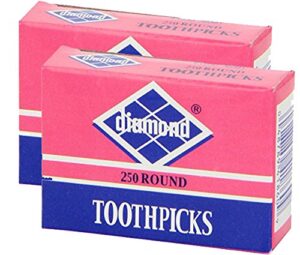 diamond toothpicks, round natural wooden bamboo tooth picks for teeth, appetizers and cocktail 500 count