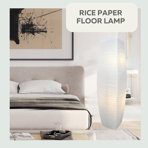 LIGHTACCENTS Alumni Paper Floor Lamps 2-Pack - Japanese Inspired Standing Lights with Chrome Base and Elegant White Paper Shade, Paper Lantern Lamp with Rice Paper Lamp Shade (Set of 2)