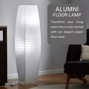 LIGHTACCENTS Alumni Paper Floor Lamps 2-Pack - Japanese Inspired Standing Lights with Chrome Base and Elegant White Paper Shade, Paper Lantern Lamp with Rice Paper Lamp Shade (Set of 2)