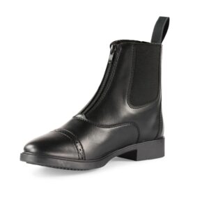 horze wexford women's equestrian synthetic leather zip-up schooling paddock boots - black - 7