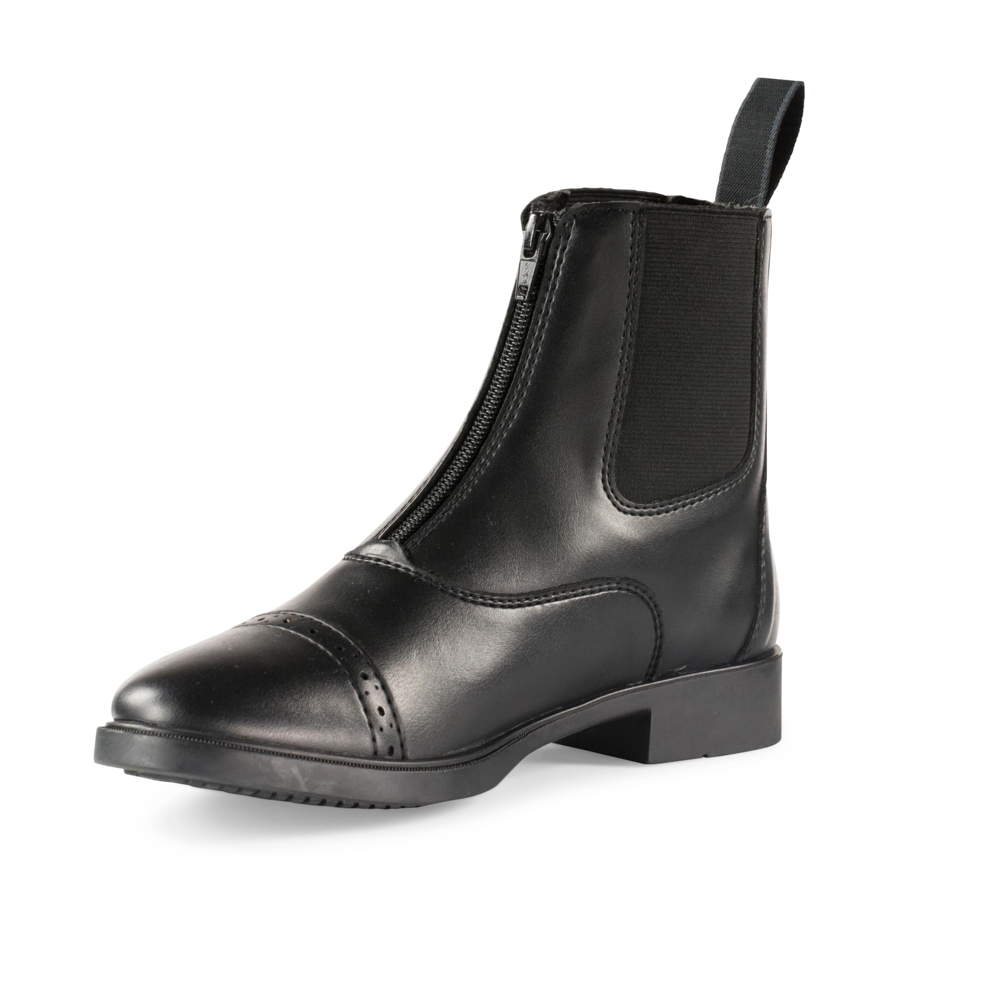 HORZE Wexford Women's Equestrian Synthetic Leather Zip-Up Schooling Paddock Boots - Black - 7