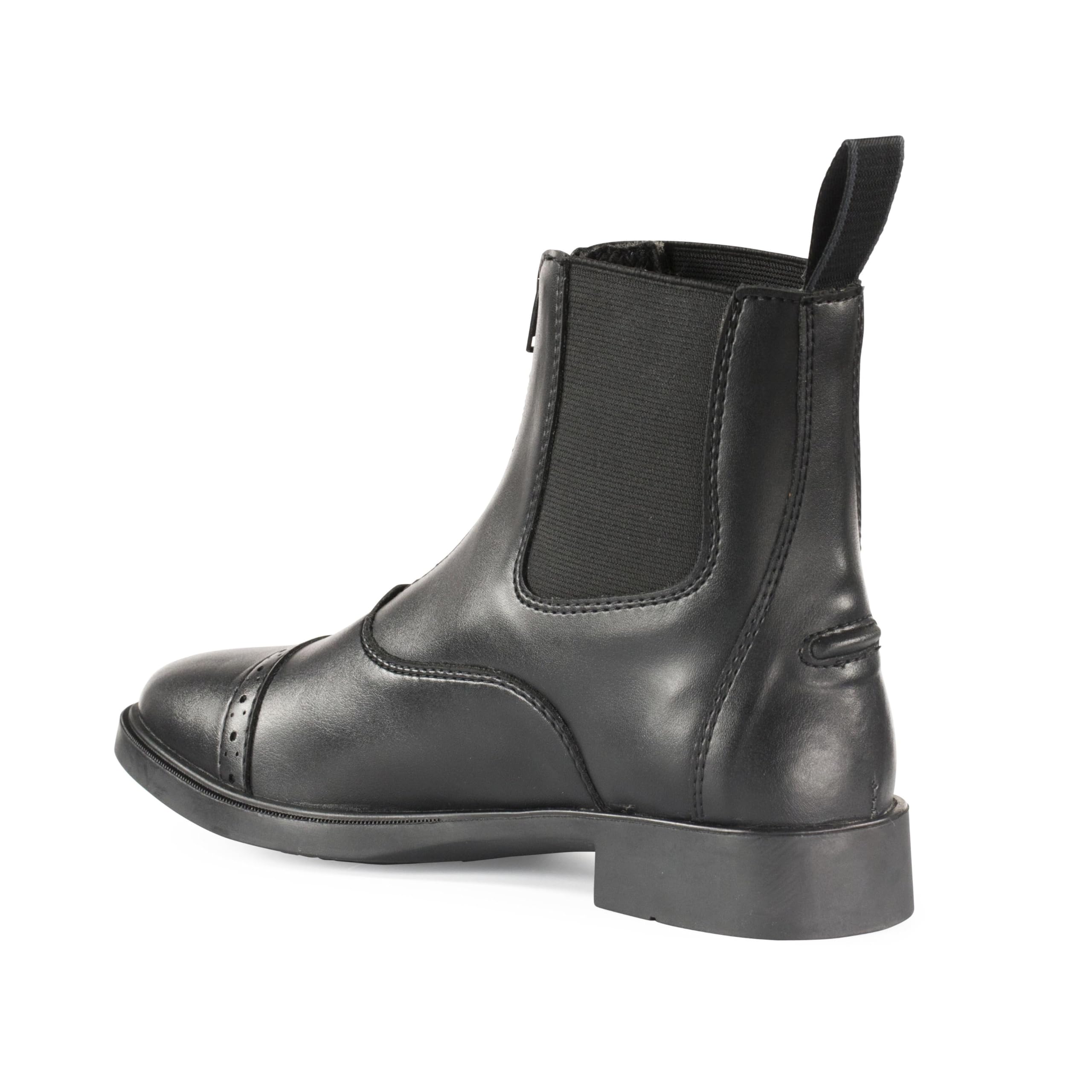 HORZE Wexford Women's Equestrian Synthetic Leather Zip-Up Schooling Paddock Boots - Black - 7