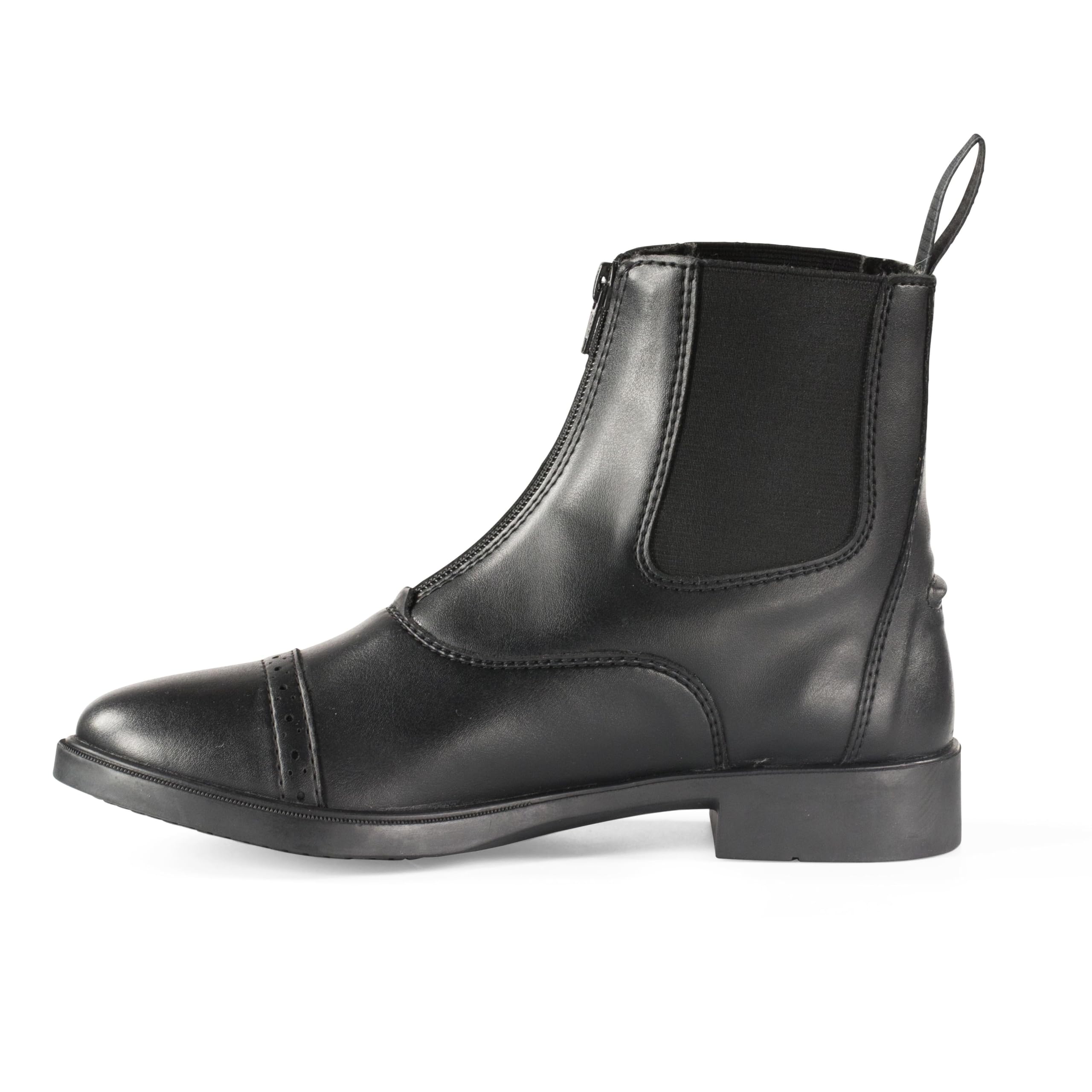HORZE Wexford Women's Equestrian Synthetic Leather Zip-Up Schooling Paddock Boots - Black - 7