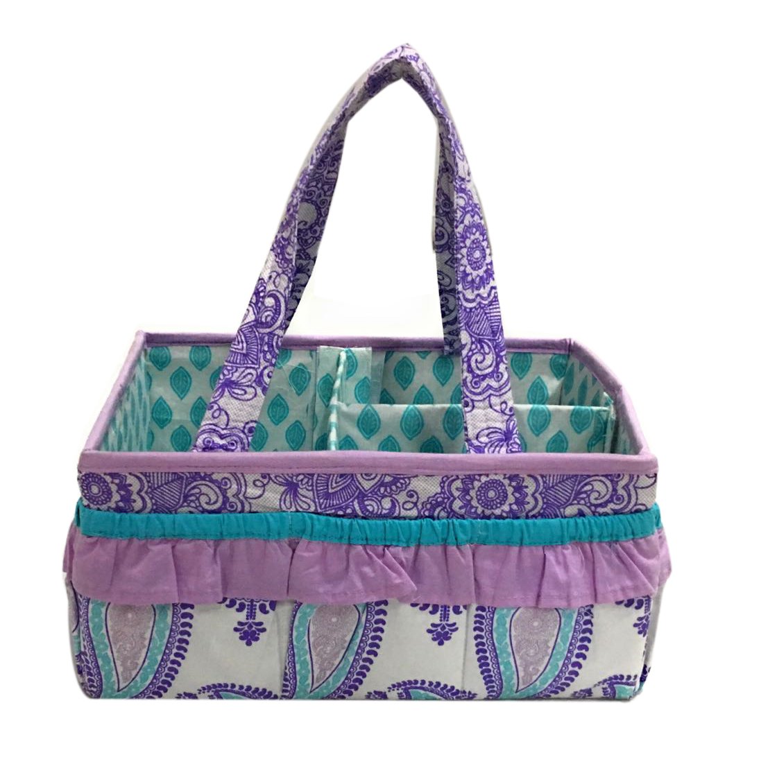 Bacati - Paisley Kids Storage (Nursery Storage Caddy, Lilac/Purple/Aqua)