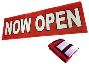 4less 3x10 ft now open banner vinyl alternative store sign (red) fabric')