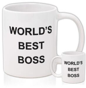 alpha awards world's best boss coffee mug, double sided imprint, 11 oz ceramic mug for the office