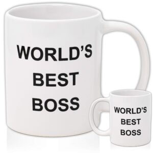Alpha Awards WORLD'S BEST BOSS Coffee Mug, Double Sided Imprint, 11 OZ Ceramic Mug For The Office
