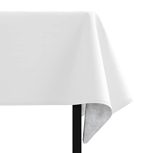 White Vinyl Tablecloths - 54 In. x 70 In. - Pack Of 1 Rectangle Tablecloth - Black Flannel Backed Vinyl Tablecloths For Rectangle Tables - Plastic Table Cloths With Flannel Backing - Waterproof