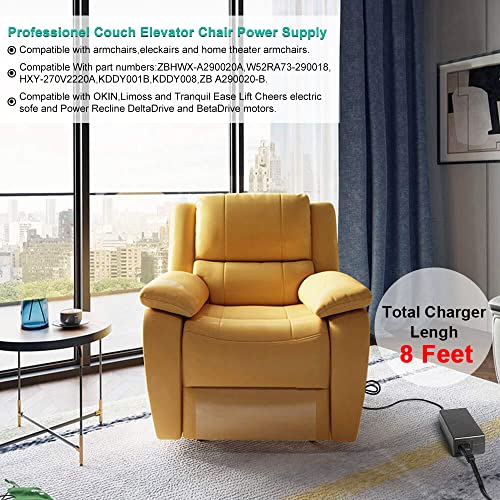 HKY 29V AC Adapter Compatible with KD Kaidi Kddy008B Electric Recliner Power Recliner Lift Chair Limoss Okin Motion Pride Lift Chair CTLDC1582 Linear Actuator Motor Power Recliner Power Supply Cord