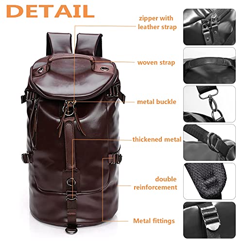 Leather Travel Duffel Bags For Men Chao Ran Laptop Backpack Waterproof Airplane Carry On Bags For Business 3 Usage As Handbag, A Shoulder Bag And Backpack