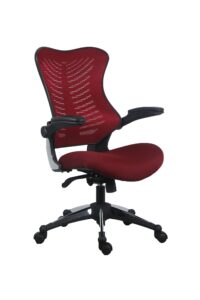 office factor burgundy office chair, ergonomic, lumbar support, adjustable executive & task chair for office/conference room. thick seat & raisable arm rest, mesh back, 250 lbs rated