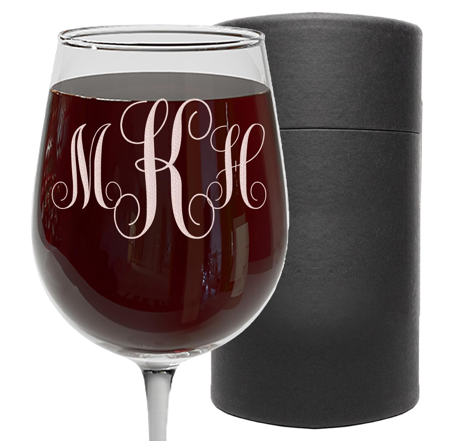 Spotted Dog Company Personalized Etched 16oz Stemmed Wine Glass, Mother's Day Gift, Wife, Gift for Her, Script Monogram