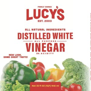 Lucy's Family Owned - Natural Distilled White Vinegar, 32 oz. bottle (Pack of 2) - 5% Acidity