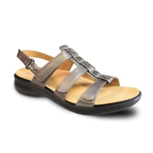 revere toledo - women's backstrap sandal gunmetal - 7 medium