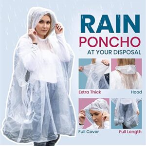 20-Pack Waterproof Rain Ponchos for Adults with Hood for Camping, Hiking | Clear - 100% Waterproof Disposable Raincoat for Men & Women