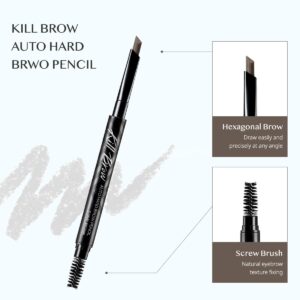 CLIO Kill Brow Auto Hard Eyebrow Pencil, Dual-End, Long Lasting, Waterproof, Smudge-Resistant, Spoolie Brush, Sharpener (05 Gray Brown)