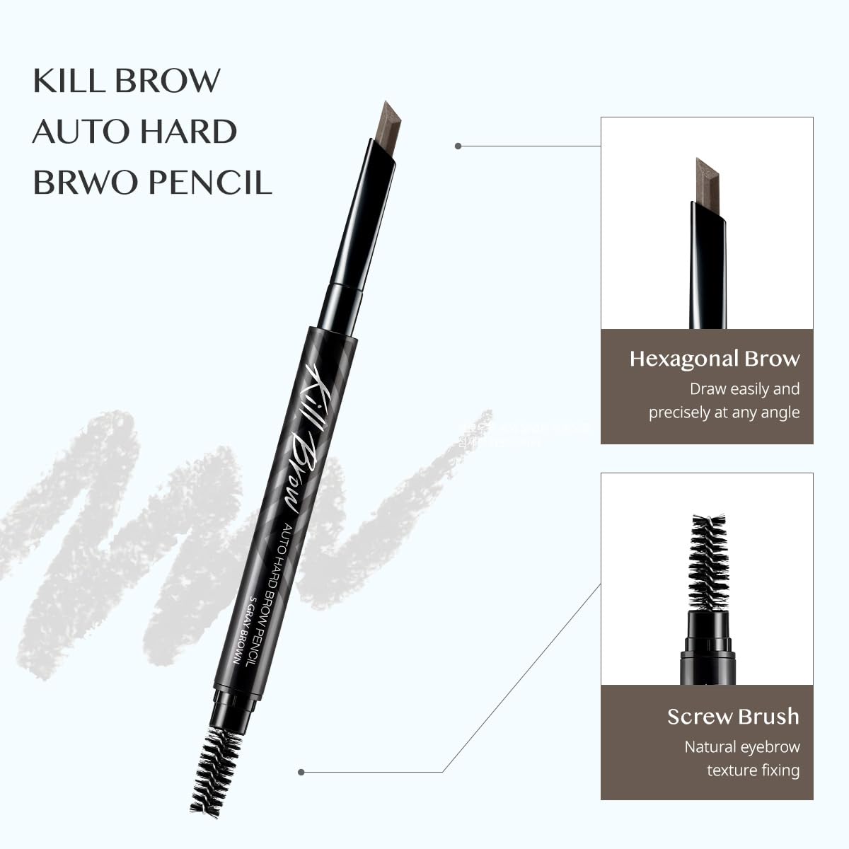 CLIO Kill Brow Auto Hard Eyebrow Pencil, Dual-End, Long Lasting, Waterproof, Smudge-Resistant, Spoolie Brush, Sharpener (05 Gray Brown)