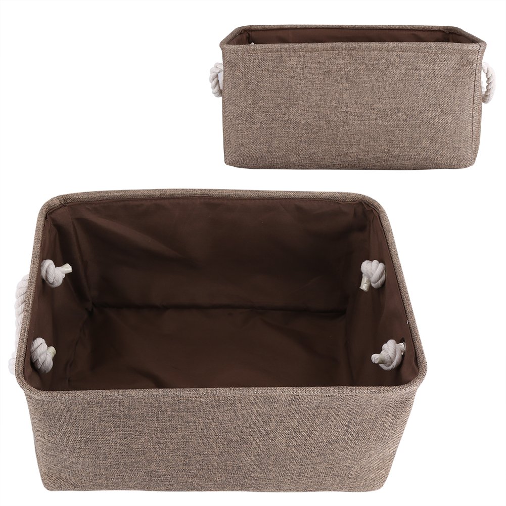 Foldable Storage Bins Fabric Cloth Storage Baskets Towel Laundry Box Container Organizers for Clothes Kids Toy Storage (Brown)