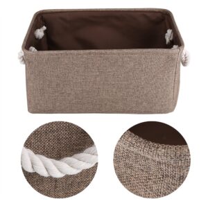 Foldable Storage Bins Fabric Cloth Storage Baskets Towel Laundry Box Container Organizers for Clothes Kids Toy Storage (Brown)