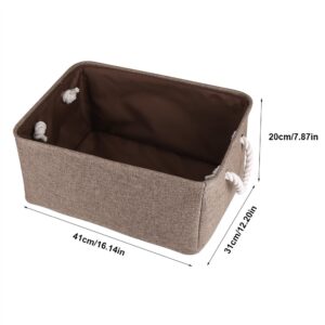 Foldable Storage Bins Fabric Cloth Storage Baskets Towel Laundry Box Container Organizers for Clothes Kids Toy Storage (Brown)