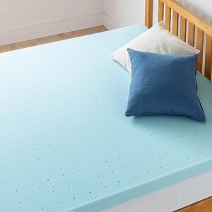 Best Price Mattress 3 Inch Ventilated Memory Foam Mattress Topper, Cooling Gel Infusion, CertiPUR-US Certified, Twin XL,Blue