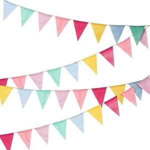 36 flags multicolor pennant flags banner pastel bunting laminated burlap banner triangle fabric flag banner for party decoration