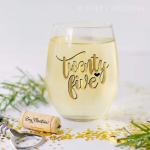 25th Birthday Gifts for Women Large Stemless Wine Glass 0079