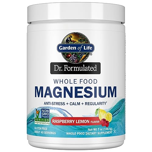 Garden of Life Whole Food Magnesium Powder, Raspberry Lemon - Vegan, Gluten & Sugar Free Supplement with Probiotics for Calm & Regularity