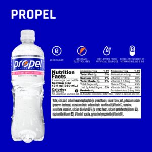 Propel, Strawberry Lemonade, Zero Calorie Water Beverage with Electrolytes & Vitamins C&E, 24 Fl Oz (Pack of 12)