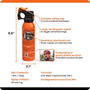 UDAP Pepper Power Bear Spray Self Defense Deterrent with Griz Guard Holster for Camping, Hiking, Fishing, Powerful Blast Pattern, 30 ft Fog Barrier, Safety Orange, SOG2, 7.9 oz, 2 Pack