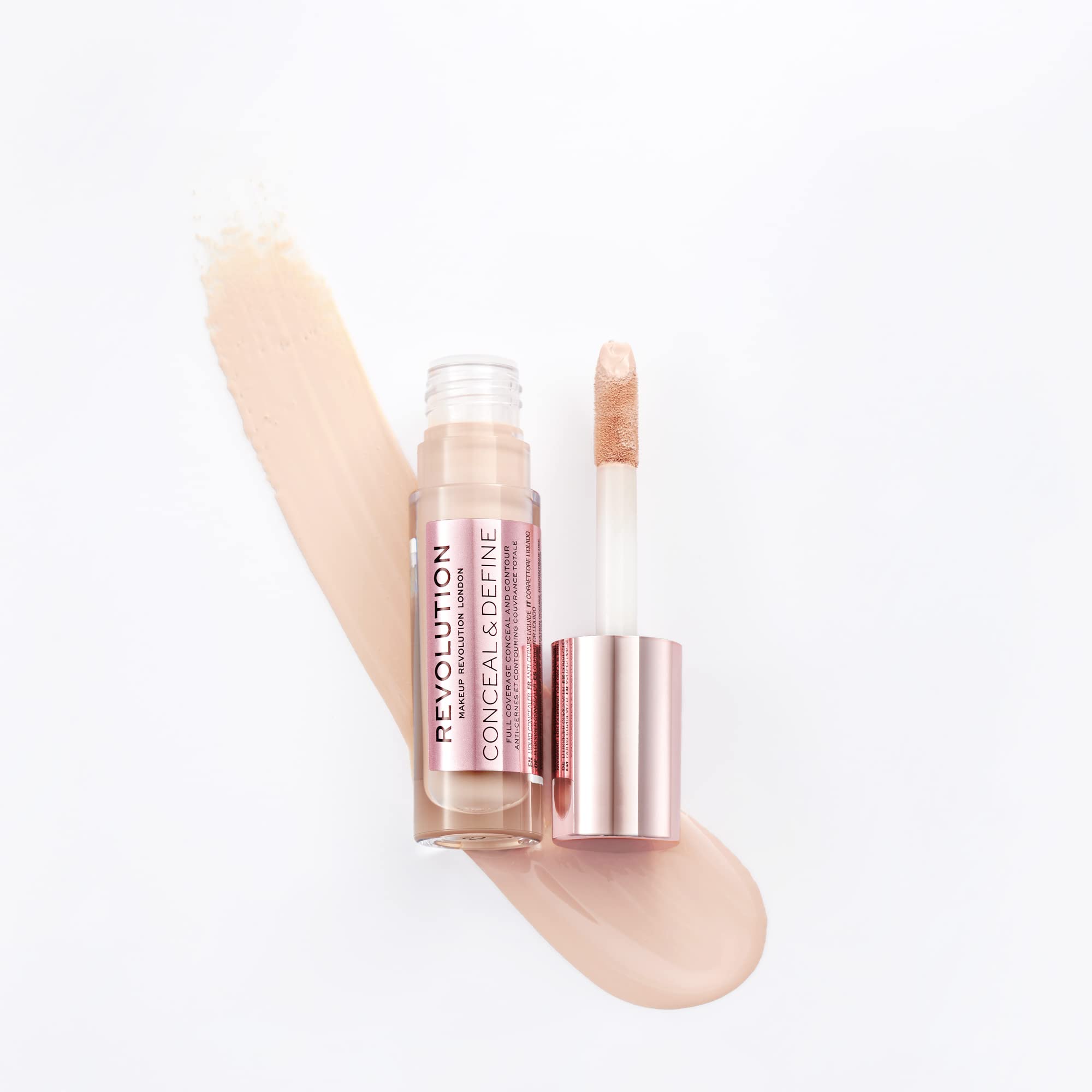 Makeup Revolution Conceal & Define Concealer, Full Coverage Makeup Concealer, Matte Finish & Long Wear, For Fair Skin Tones, Vegan, C3, 4ml