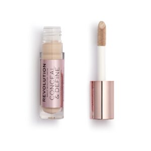 Makeup Revolution Conceal & Define Concealer, Full Coverage Makeup Concealer, Matte Finish & Long Wear, For Fair Skin Tones, Vegan, C3, 4ml