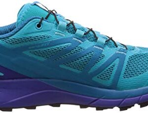 Salomon Women's Sense Ride Trail Running Shoe, Bluebird/Deep Blue/Black, 6