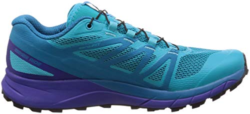 Salomon Women's Sense Ride Trail Running Shoe, Bluebird/Deep Blue/Black, 6