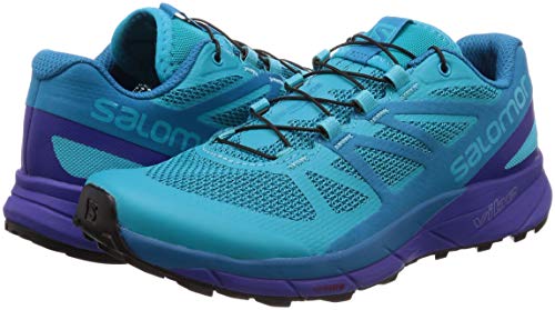 Salomon Women's Sense Ride Trail Running Shoe, Bluebird/Deep Blue/Black, 6