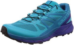 salomon women's sense ride trail running shoe, bluebird/deep blue/black, 6