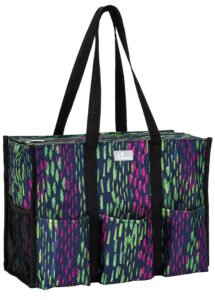 pursetti utility tote with pockets & compartments-perfect nurse tote bag, teacher bag, work bags for women & craft tote (tropical rain)
