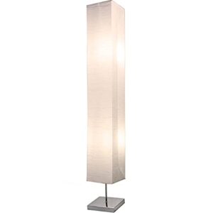 lightaccents honors paper floor lamp 59-inches tall - japanese style standing lamp with chrome base and white paper shade, on/off foot switch - floor lamps for living room decor - bedroom lamp