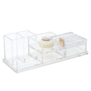 russell+hazel Acrylic Bloc Narrow Accessory Tray, Clear, 4.5” x 12.2” x .5” (31381)