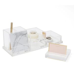 russell+hazel Acrylic Bloc Narrow Accessory Tray, Clear, 4.5” x 12.2” x .5” (31381)