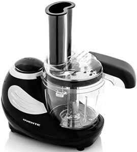 ovente mini electric food processor and salad vegetable shake mixer 1.5 cup with stainless steel blades grater slicer chopper juicer blenders and emulsify accessories black pf1007b