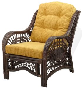 malibu lounge living accent armchair natural rattan wicker handmade design with cushion