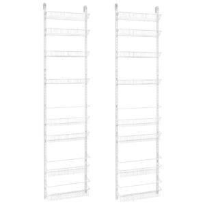 closetmaid adjustable organizer rack with baskets wall or over door mount, for kitchen, pantry, utility room, closet, 18 in. w, white finish, pack of 2