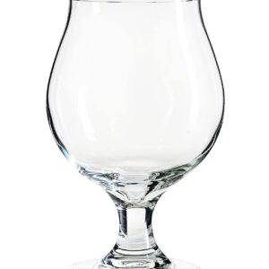 ECODESIGN-US Beer Glass Belgian Style Stemmed Tulip - 16 oz Lambic Beer Glasses - set of 4 w/coasters